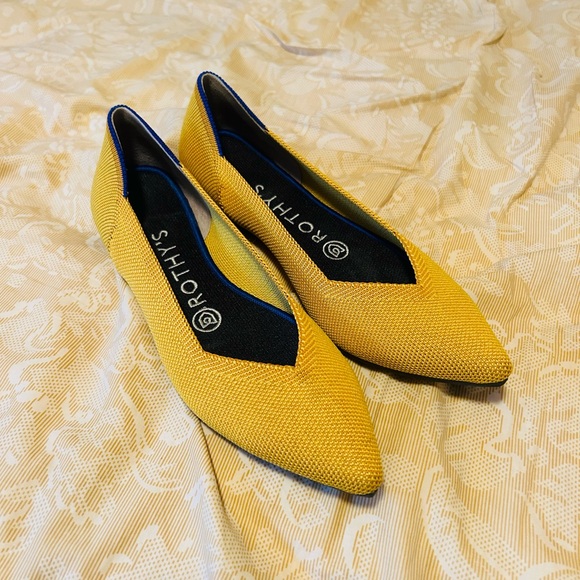 Rothy’s The Point Marigold Yellow Textile Ballet Flat Comfort Women’s size 6.5 - Picture 1 of 8